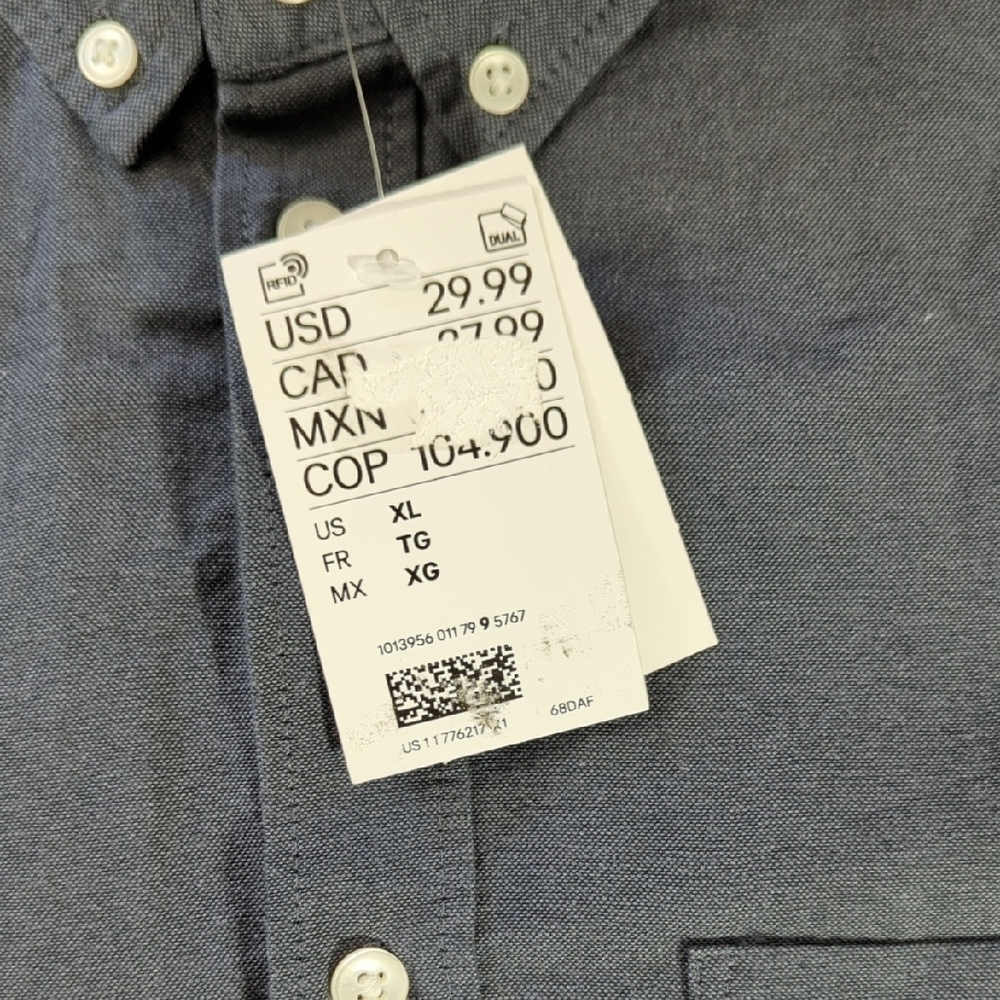 NEW H&M Blue Casual Button Down Shirt with Long Sleeves - Picture 3 of 11